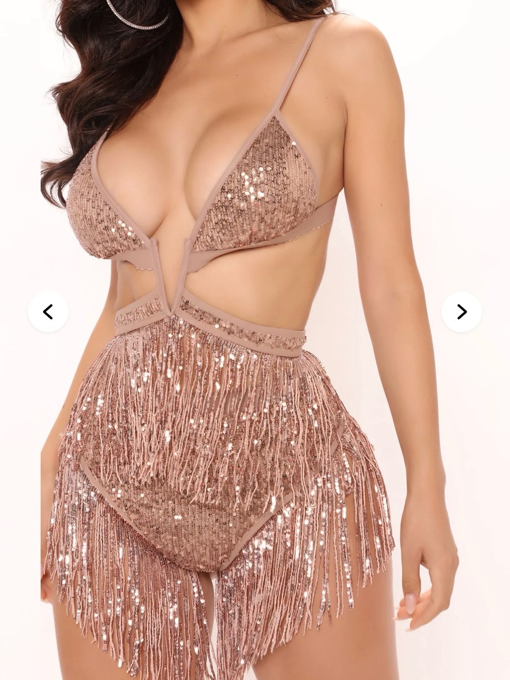 Fashion Nova Sparkle In The Desert Sequin 2 Piece Festival Set - Rose Gold